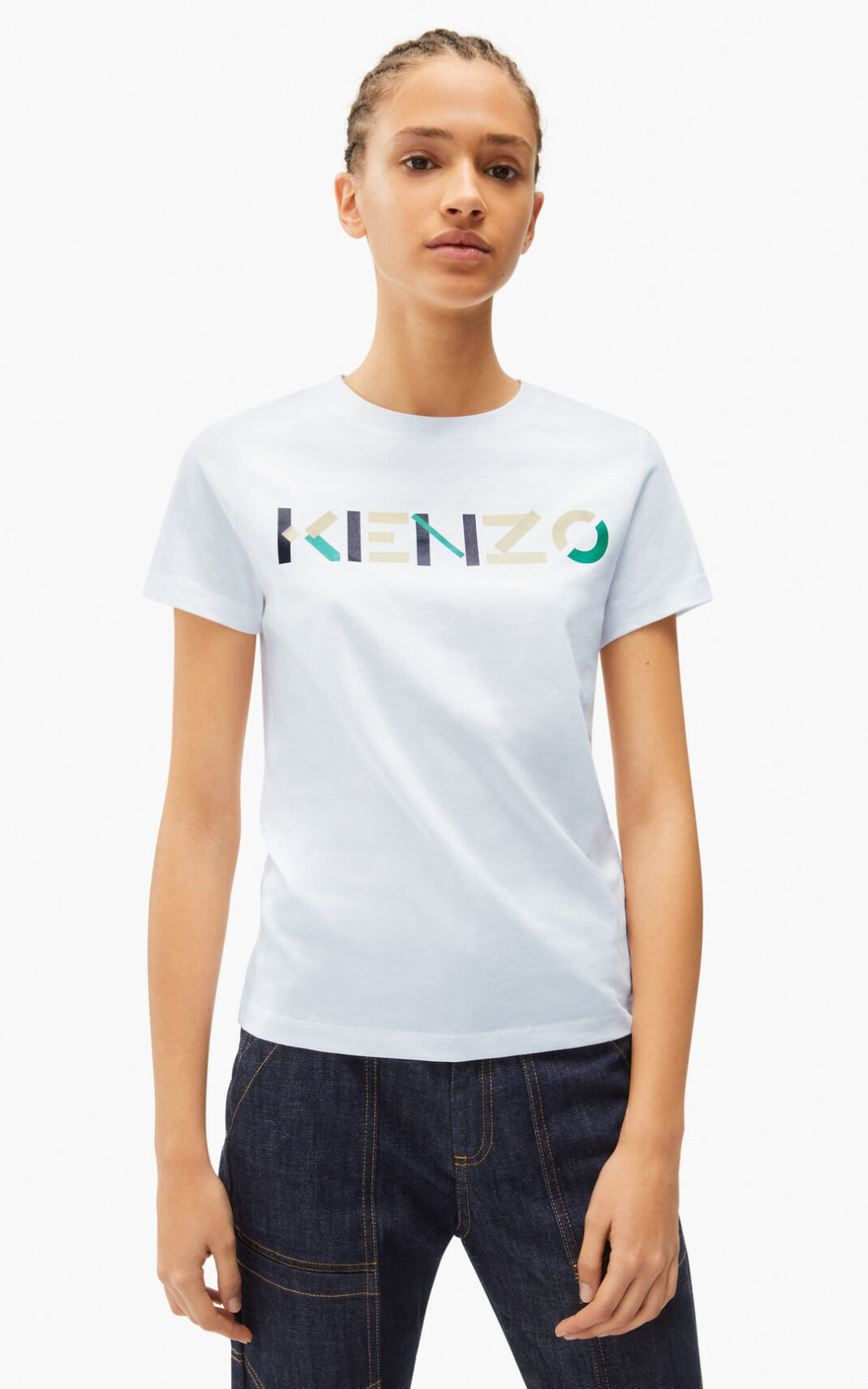 Kenzo with multicoloured logo T Shirt White For Womens 6035EWHLK